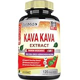 Tenmido Kava Kava Supplement Extract Capsules 6550mg, 4 Months Supply with Ginkgo, Ashwagandha, Valerian- Relaxation Supports Supplement- 120 Vegan Capsules