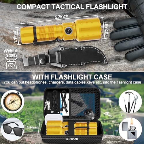 Image of Banral Flashlights High Lumens Rechargeable, Super Bright Long Range Small Powerful Flashlight, 6 Modes LED Tactical Pocket Waterproof Flash Light for Home Emergency (2, Yellow Gold)