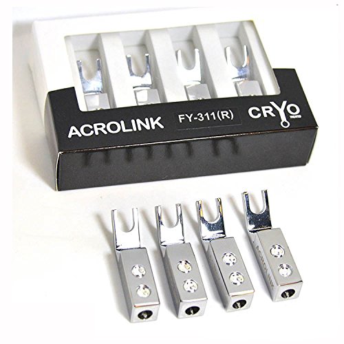 2Pairs Blunt Silver Screw Spade Fork Banana Plug Connector for Speaker Wire Cable