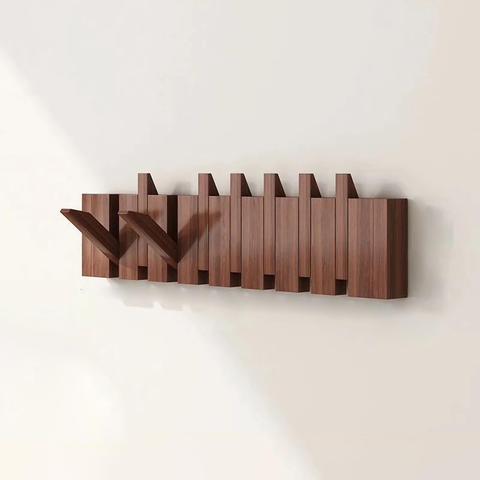 Perchero Pared Haya Ganchos Abatibles Piano, Compacto Multiuso para Abrigos | Ahorro de Espacio, Diseño Decorativo, para Entrada, Dormitorio, Baño, Armario Doméstico, para Abrigos(Brown,8 hooks)