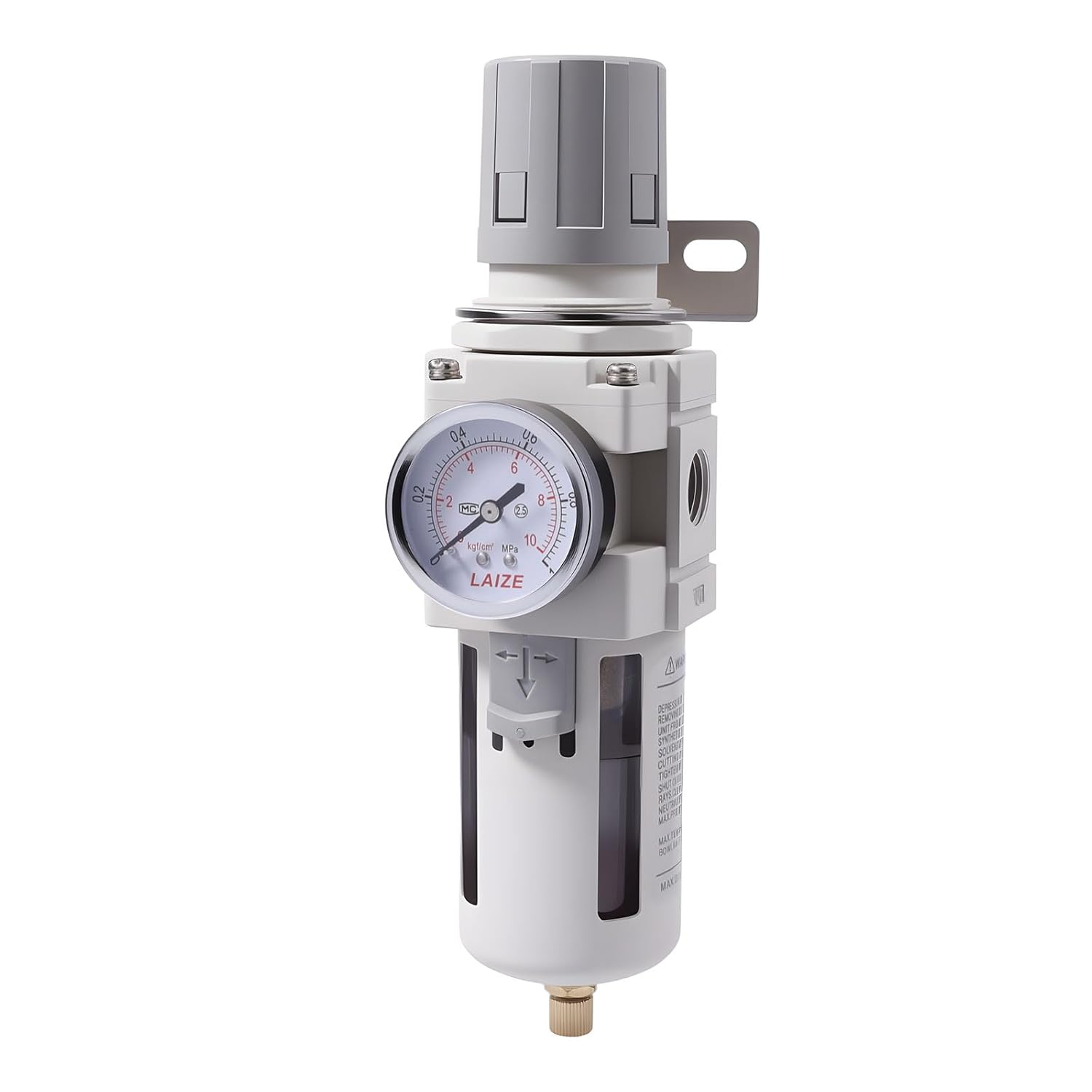 1/2 inch NPT Compressed Air Filter Regulator Combo with Bracket Gas Source Processor for Pneumatic Equipment AW Single Unit Manual Drain White