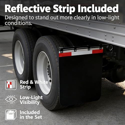 Image of Straight Bar Type Mud Flap Hangers for Semi Truck Mud Flap Hangers for Semi Mud Flaps with Reflective Strip Tape Square Steel Mudflap Hangers with 3 Coils