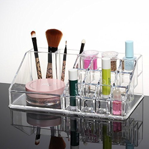 Sunshine Enterprise Cosmetic Organizer 16 Compartment Makeup Jewellery Acrylic Lipstick Storage Organizer Box, glass coloer