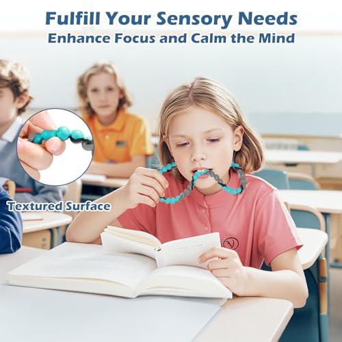 Chew Necklaces for Sensory Kids and Adults, Chewy Necklace Sensory Toys for Nail Biting, Silicone Necklace for Autism, ADHD, SPD, Fidget Oral Chew Toys for Boys and Girls - Image 6