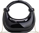 Women Gold Plastic Crossbody Bag, Chain Small Handbag, Fashion Fashion Design for Outing Hiking (Black)