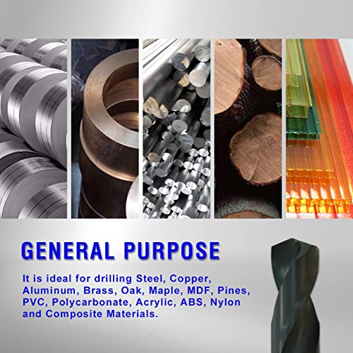 Jefe Hex Reduced Shank Industrial Drill Bit, 5/8 Inch Silver And Deming Drill Bits, Hss Black Oxide Finish Drill Bits, 135-Degree Split Point, 1/2" Shank For Most Handle, Ideal For Steel, Copper, Aluminum, Zinc Alloy, Wood And Plastic #TOP6