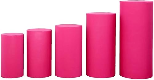 Vista 125 de Efavormart - Juego de 5 fundas de soporte para caja de exhibición cilíndrica de elastano, color negro, fundas elásticas para pilar de pedestal, 160