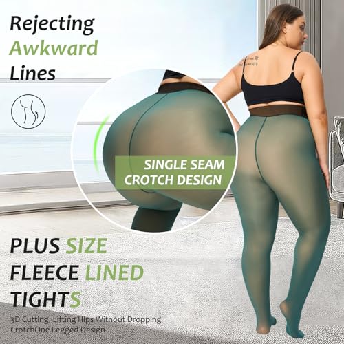 Image of UISLII Plus Size Fleece Lined Tights for Women