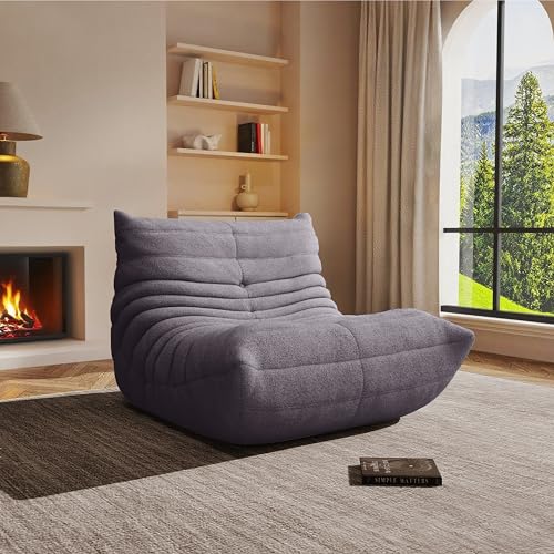 Image of Bean Bag Chairs for Adults, Memory Foam Reading Bean Bag Sofa Chair with Faux Fur Filler, Fireside Floor Gaming Chairs for Living Room, Bedroom and Office (Gray, Single)