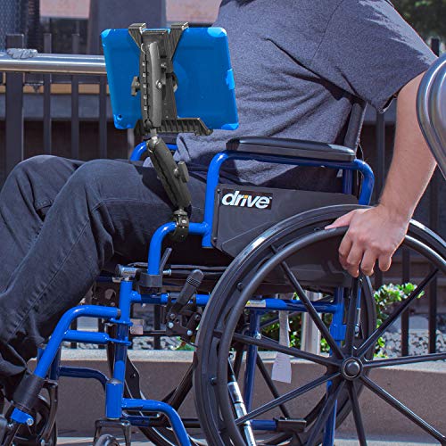 iBOLT TabDock Accessibility Post/Pole/Rail/Handlebar Mount for Wheelchairs/Exercise Equipment, etc. Fits 7-10 inch Tablets (iPad, Samsung Galaxy Tab) - Thumbnail 4