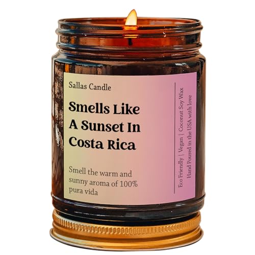 Smells Like A Sunset in Costa Rica Soy Wax Candle, Costa Rica Gift, Costa Rica Souvenir, Moving to Costa Rica, Eco Friendly 4Oz 9Oz Amber Candle 9 Scent Options
