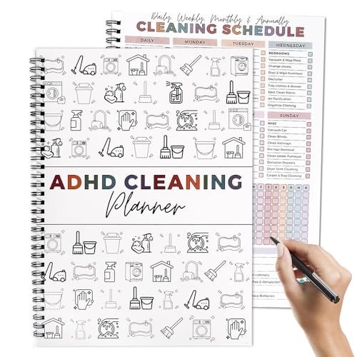 ADHD Cleaning Planner for Adults & Teens – Undated Daily Weekly Monthly Yearly Cleaning Schedule and Checklist Organizer with Chore Chart, Habit Tracker, and DIY Home Improvement Templates