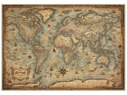 Puzzle 3000 Pieces Planisphere Ancien, 120x85cm - Carte du Monde Vintage, mappemonde - Adultes - Set Puzzle Qualite + Carte