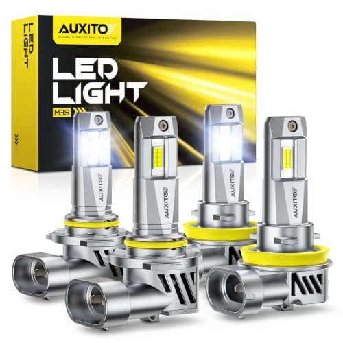Image of AUXITO 9005 H11 LED Bulbs Combo, 15X Brighter, 5-Min Install, IP68, 4 Pack
