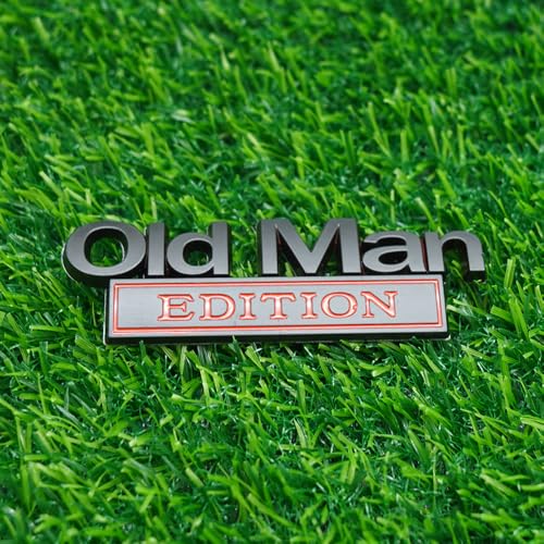 Image of 2pc Old Man Edition 3D Metal Emblem Fender Rear Tailgate Bumper Badge Nameplate Sticker Decal for Car Truck (Black Red)