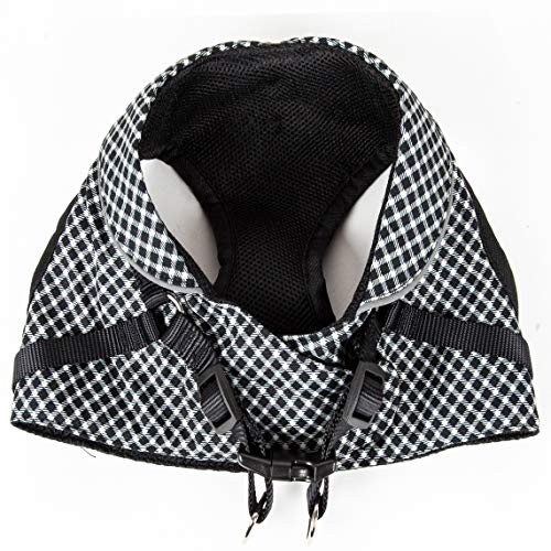 Arreio ajustável para cães com tela de botões, xadrez, reversível e respirável da Pet Life