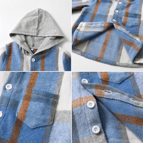 Image of Yanmucy 2PCS Little Toddler Boys Sweatsuit Cotton Plaid Hoodies Shirt Tops + Pants Kids Spring Fall Winter Clothing Set