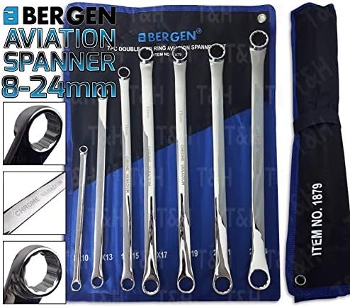 US. PRO by Bergen 7pc Aviation Double Ended Extra Long Ring Spanner Set 8 to 24mm Bergen (Bergen Fully rebranding to US. PRO)