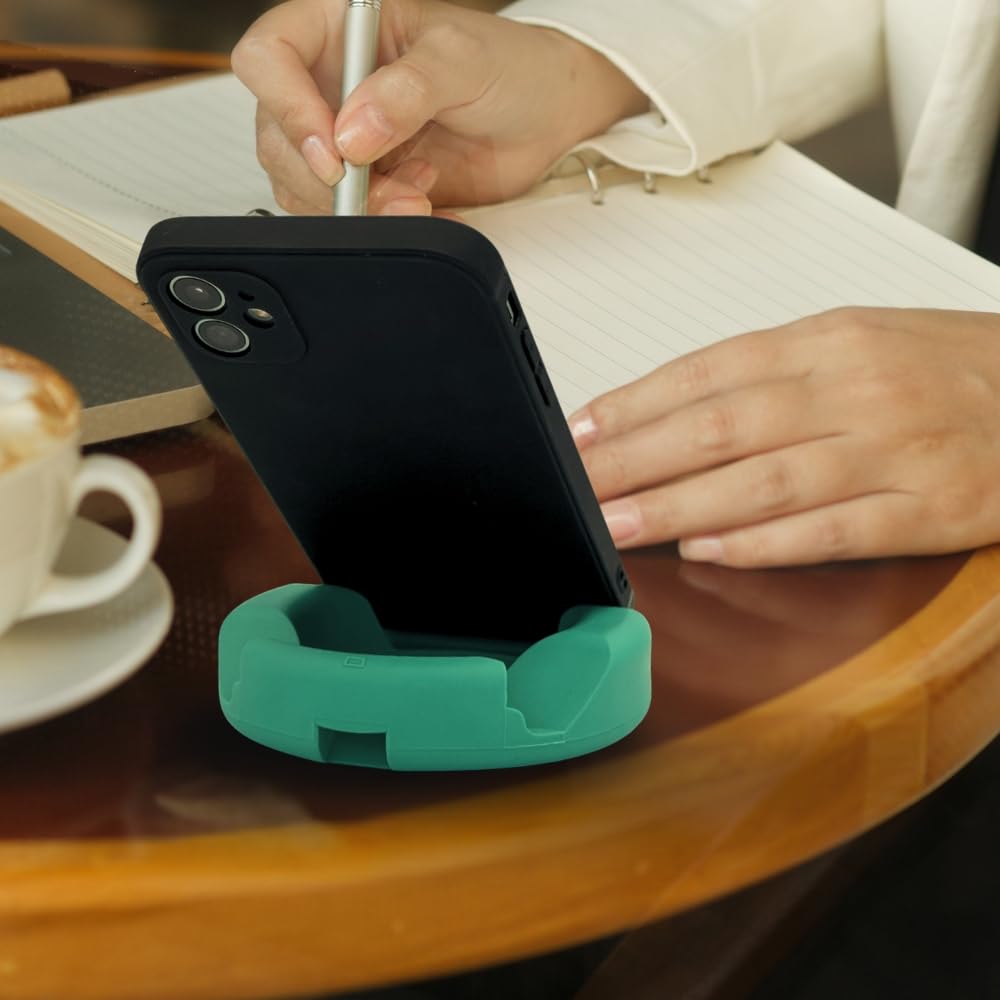 GoDonut Soporte para teléfono de Escritorio Plus - Avión de Viaje portátil, Accesorios de Oficina en el hogar - con Acceso al Puerto de Carga - Compatible con iPhone, iPad, Switch y Tableta - Negro