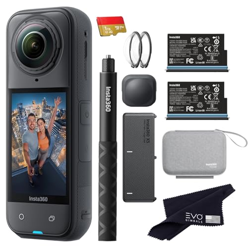 Image of Insta360 X5 Essentials Bundle with 1TB Card-8K Waterproof 360 Action Camera|Bundle Includes Selfie Stick, Extra Battery, Utility Fast Charge Case, Standard Lens Guards, Lens Cap, Carry Case