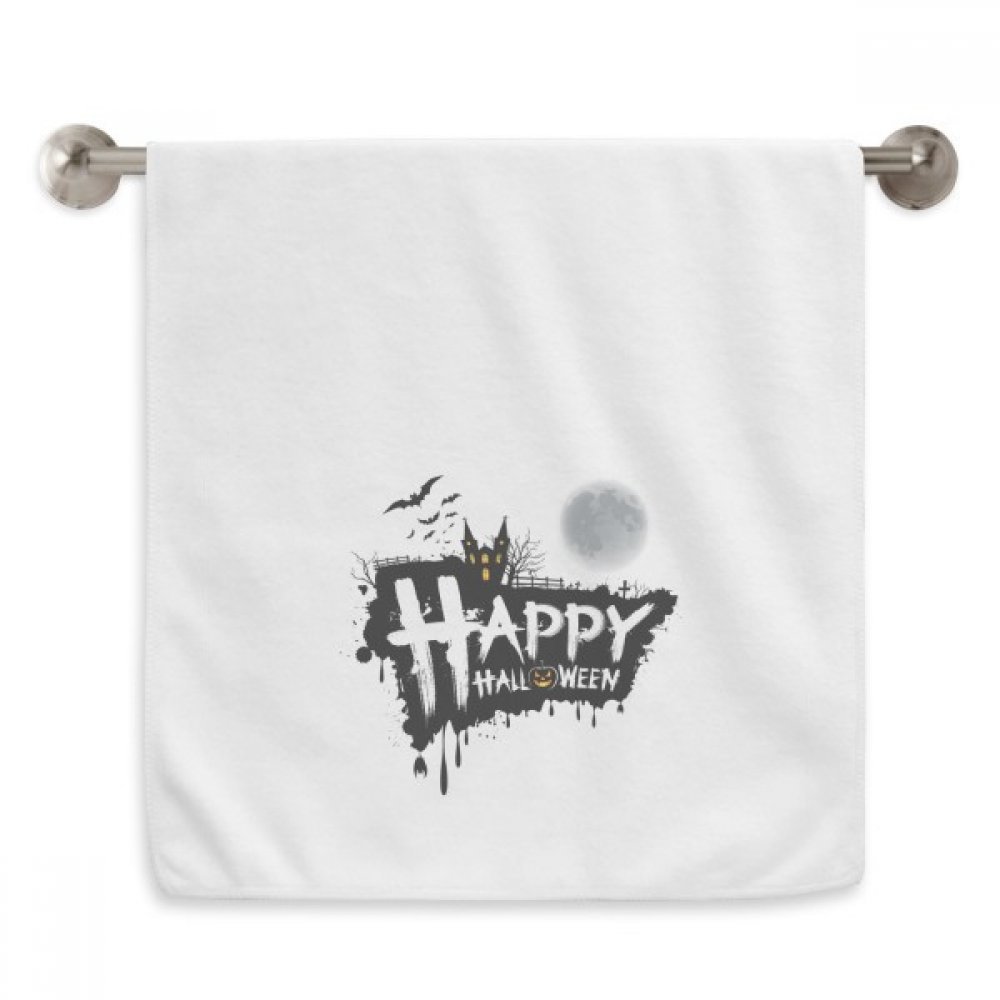 Serviette de toilette Fantôme Halloween 13x29 pouces blanche en coton moelleux