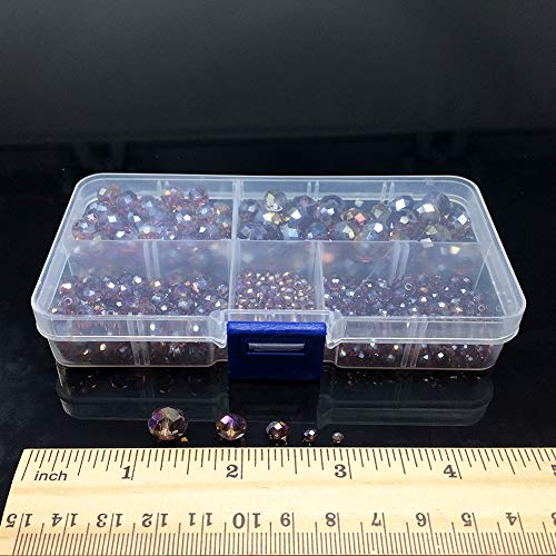 Image of Chengmu Purple Rondelle Glass Beads for Jewelry Making, Faceted Briolette Crytal Spacer Beads for Bracelet Necklace Earring (2mm 4mm 6mm 8mm 10mm Mixed Sizes, 1000pcs)