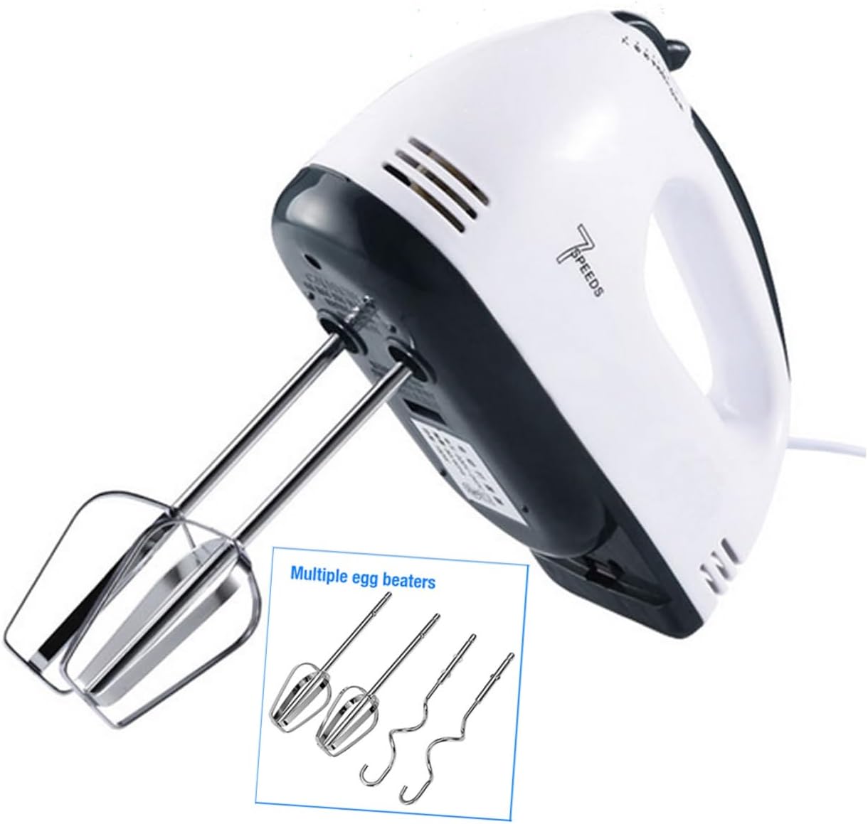 KICHOUSE Electric Egg Beater Speeds Control for Home Kitchen Electric Whisk for Mixing Eggs Milk Salad Baking Tool Compact Easy to Clean