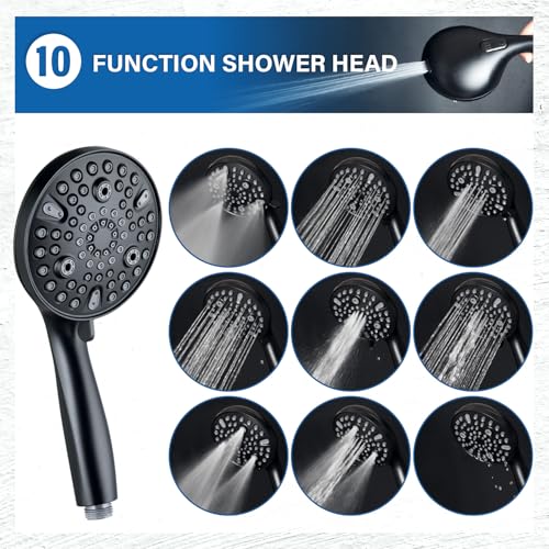 Ducha doble giratoria con barra ajustable negro mate miniatura 3