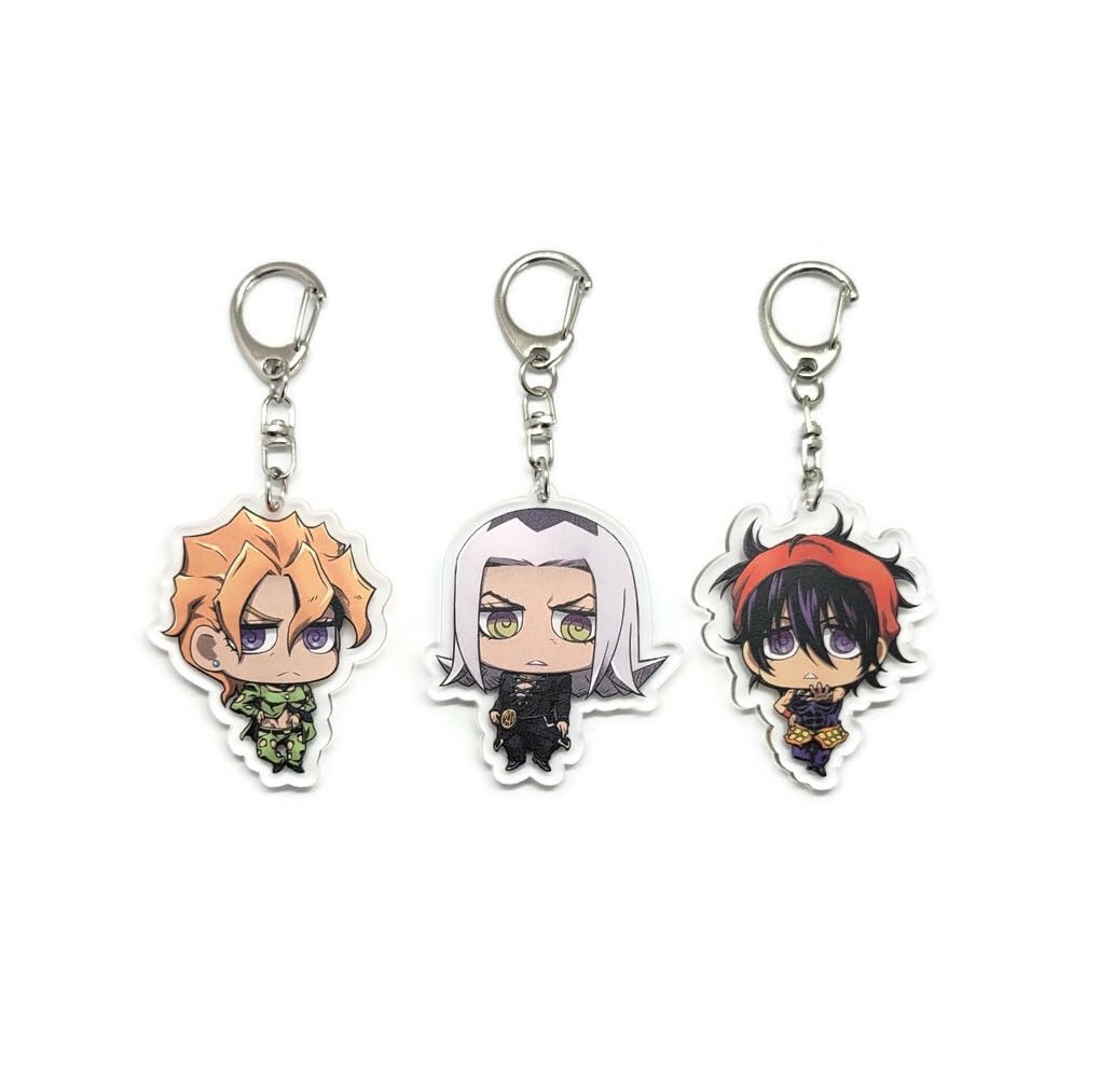 EBTY DREAMS Inc. - Set of 3 JJ Bizarre Adventure Acrylic Keychain Pannacotta Fugo, Leone Abbacchio, Narancia Ghirga v3