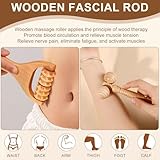 Zyiphor Faszienstab Holz, 3 Stück Faszienrolle für Rücken, Nacken, Beine & Lymphdrainage, Massageroller mit Griff zur Muskelentspannung, Lindert Müdigkeit & Cellulite für Zuhause, Reisen, Büro