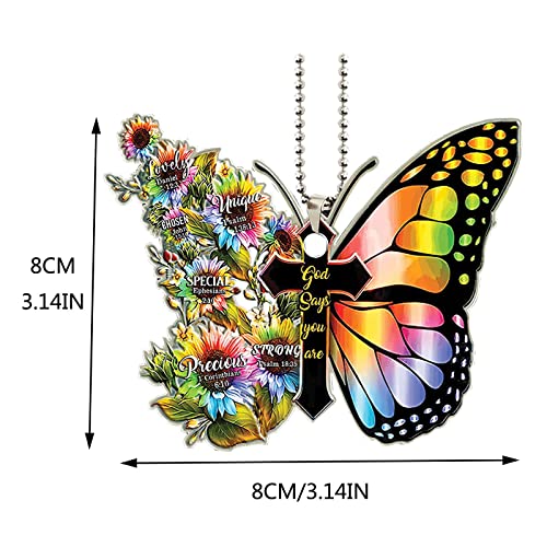 Jesus Ornaments, Butterflys Ornaments, Easter Crosses Ornaments, Easter Spring Butterflys Cross Jeremiah, Easter Decoration Christmas Tree Ornaments, Acrylic Hanging Tree Car Backpack Pendant Gift #TOP3