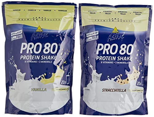Inkospor Active Proteinshake Pro 80 Beutel 2er Mix Pack (2 x 500 g) Vanille/Stracciatella, 1er Pack (1 x 1 kg)