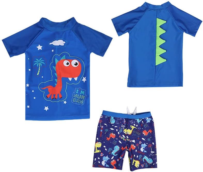 Toddler Boys Swim Set Cute 2t Swimsuit Boy Dinosaur Bathing Suit Short Sleeve 3t Swimming Suits - Image 3