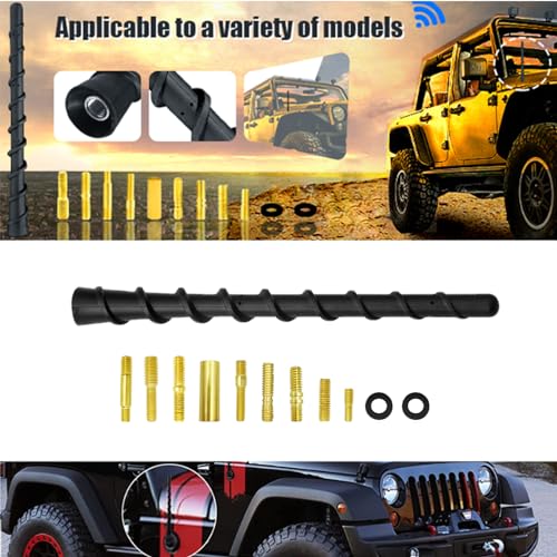 OSIFIT Black Spiral Antenna 7 Inch Universal Antenna Toppers Waterproof PVC Rubber Very Flexible Retrofit, for Trucks, Cars, SUVs