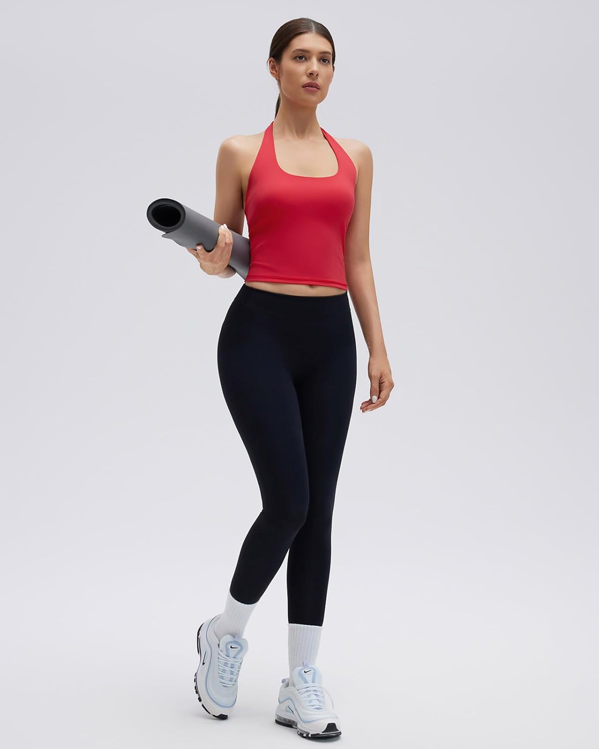 SUUKSESS Women Padded Halter Sports Bra Backless Longline Workout Crop Tank Tops - Image 3