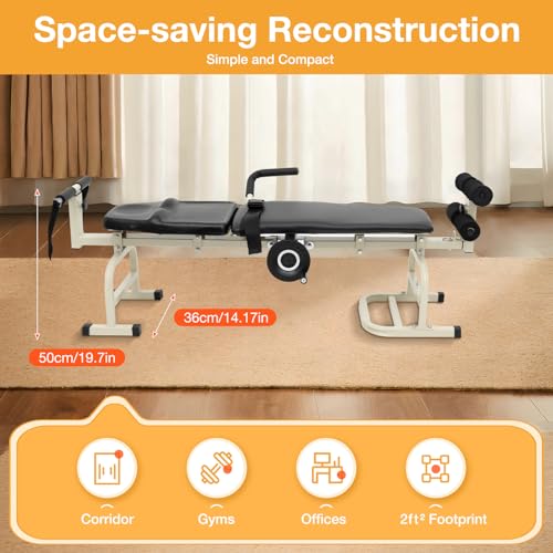 RustyVioum Inversion Traction Table, Cervical Spine Lumbar Back Stretcher Machine Adjustable Length, Back Stretcher Decompression Without Going Upside Down, Lumbar Traction Device, Black - Thumbnail 4