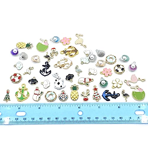 47Pcs Enamel Charms Mixed For Jewelry Making, Zinc Alloy Metal Color Charms Pendants Diy Necklace Bracelet Earring Keychain Crafts Gift Decorating #TOP3