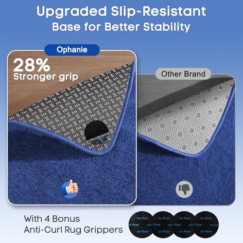 image for Ophanie Blue Runner Rug for Hallway, 2x6 Bedroom Bedside Living Room R