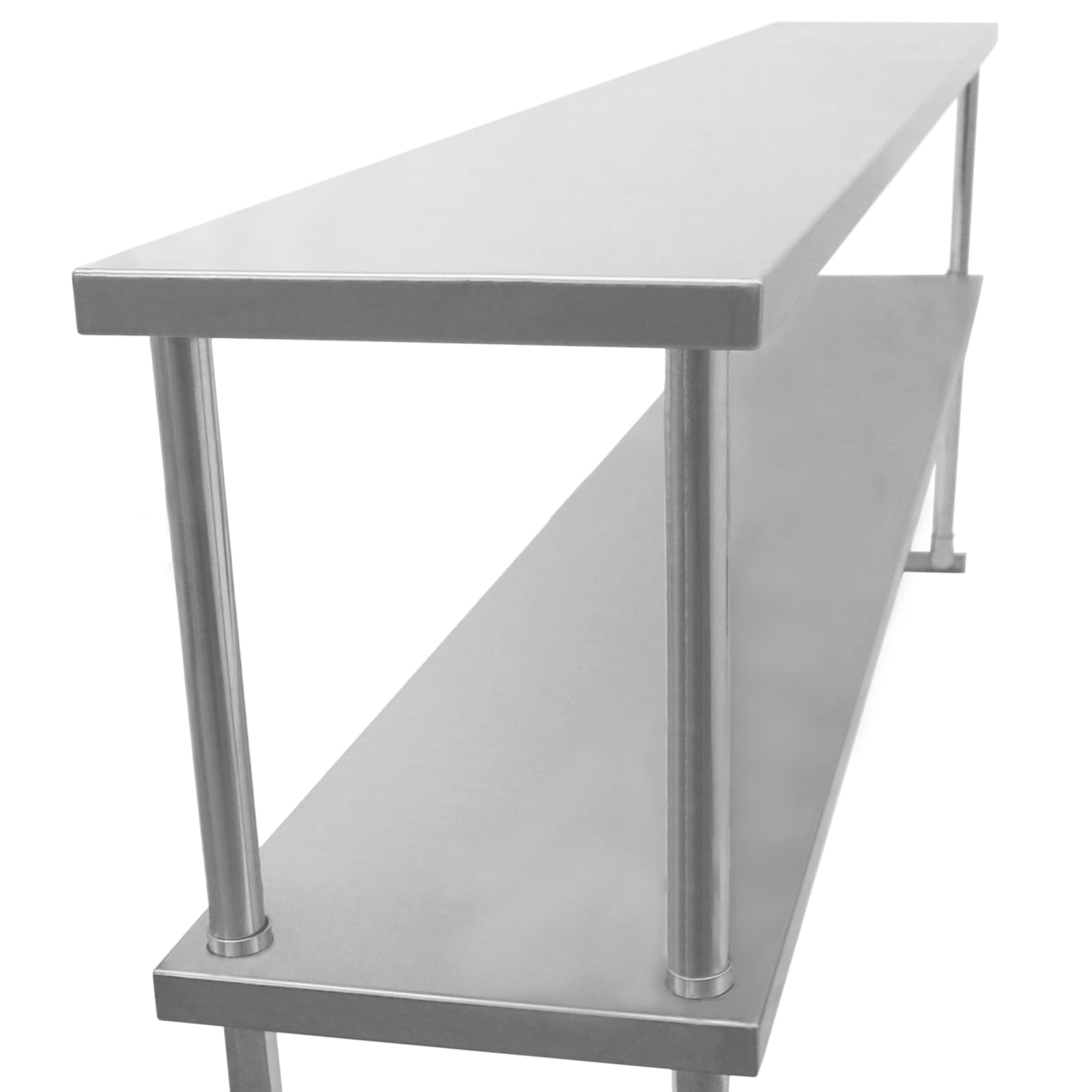 Kukoo - Ripiano con Mensole per Tavolo in Acciaio Inox da Cucina Ristorante, Acciaio Inossidabile Resistente alla Corrosione per Albergo Bar Hotel Catering Pub Largo - Doppia - 150cm