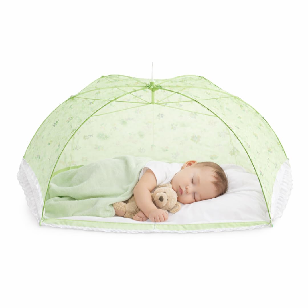 Divayanshi Umbrella Mosquito Net for Infants (0–2 Years) | Foldable Baby Bed Net Tent | Fine Mesh Protection from Mosquitoes & Insects | Portable, Lightweight, Washable Net for Cradle & Baby Bed-GREEN-image-20