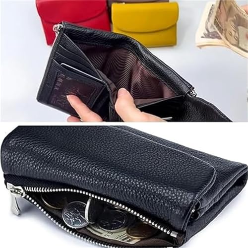 Unisex Pebble Leather Wallet, Small Compact Bifold Pocket Purse with Credit Card Holder, Genuine Leather Coin Purse (Dark Blue)3