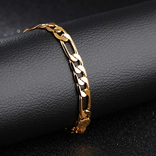 Taoqiao Men Gold Personalized Cuban Bracelet 7.5/8.5/9inch 18K Gold Plated Stainless Steel Figora Classic Hip Hop Gold Bracelet for Men4