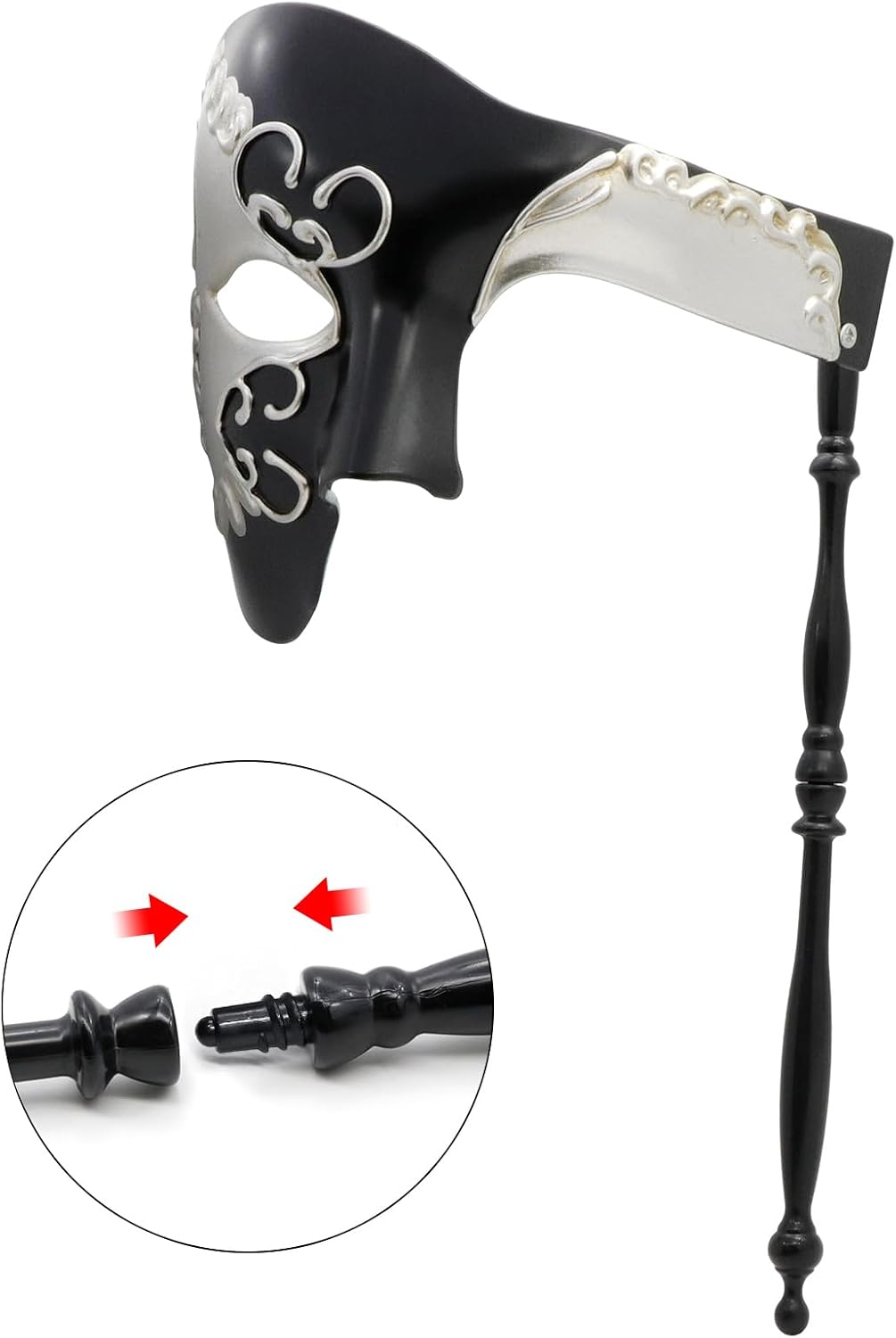Thmyo Handheld Half Face Men's Phantom Of The Opera Vintage Venetian Carnival Masquerade Mask with Holding Stick