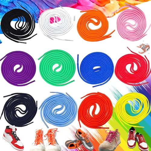 24 Cordones Redondos de Colores para Zapatillas de Deporte, Zapatos de Skate, Botas y Entrenamiento (12 Colores)
