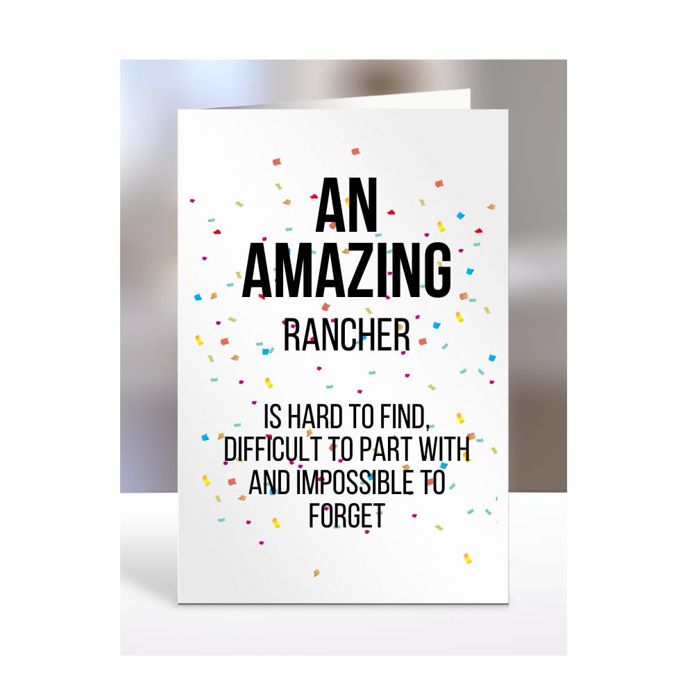 Retirement Card for Women Men, Leaving Gifts for Colleagues, Boss, Farewell, Goodbye Presents for Rancher, An amazing is hard to find, A5-225c_97 — image 1