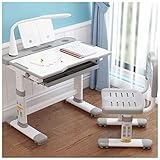 Questo set di scrivania e sedia per bambini può assicurarsi che i tuoi bambini siano seduti a una scrivania all'altezza giusta con una sedia che lascia che i loro piedi siano appoggiati sul pavimento.