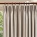 CHEFRU Textured Linen Double Pleated 100% Blackout Curtains for Bedroom/Living Room Blackout Curtains 96 Inches Long, Energy Saving Window Treatment Curtains,52Wx96Lx2,Sand Beige