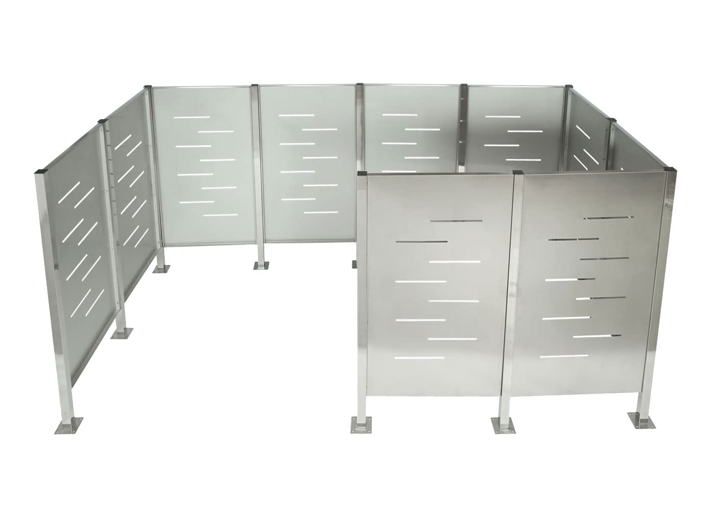 Recinzione fendivista bidoni box spazzatura rifiuti HWC-J55 166x326x151cm acciaio inox