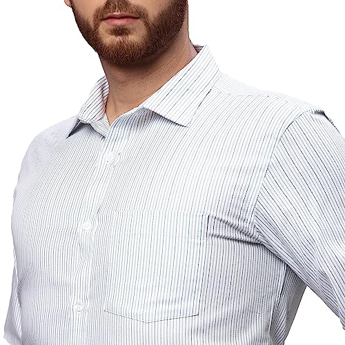 Image of Park Avenue Men's Pure Cotton Stripe Pattern Slim Fit Semi Cutaway Collar Full Sleeve Formal Shirt