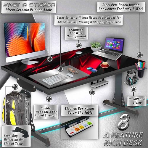 Image of Xtreme PRO Direct Theme Printed Computer Desk for Gaming, Work & Study. Large for PC, Dual Monitors, iMac, and Laptops. Metal & Engineered Wood. Black Stand Desk. 4 Feet-XPB4 (XPB425-CT-01)
